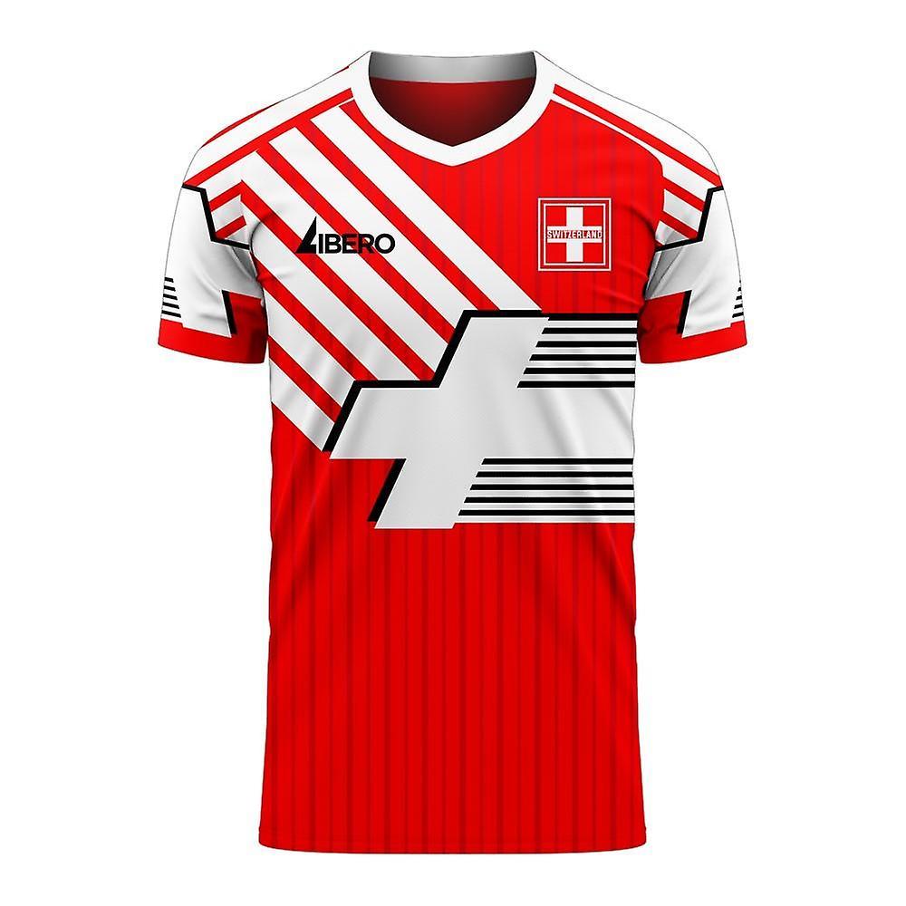 Libero Sportswear Switzerland 2024-2025 Retro Concept Football Kit (Libero) - Little Boys Red XSB 3/4yrs (98-104cm)