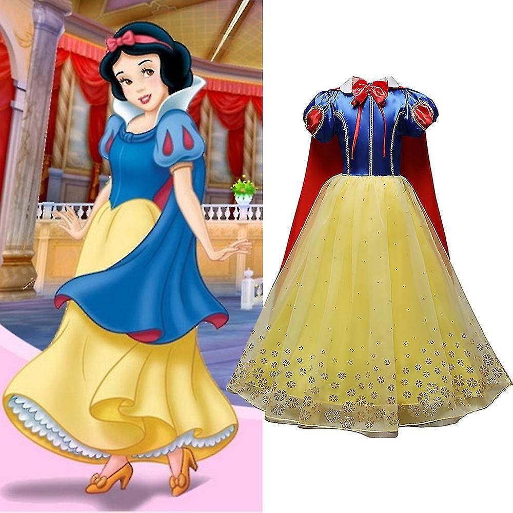 Sevenday Snow White Princess Fancy Dress Up Gown Cape Set Kids Girls Halloween Carnival Christmas Cosplay Party Performance Costume 3-4 Years