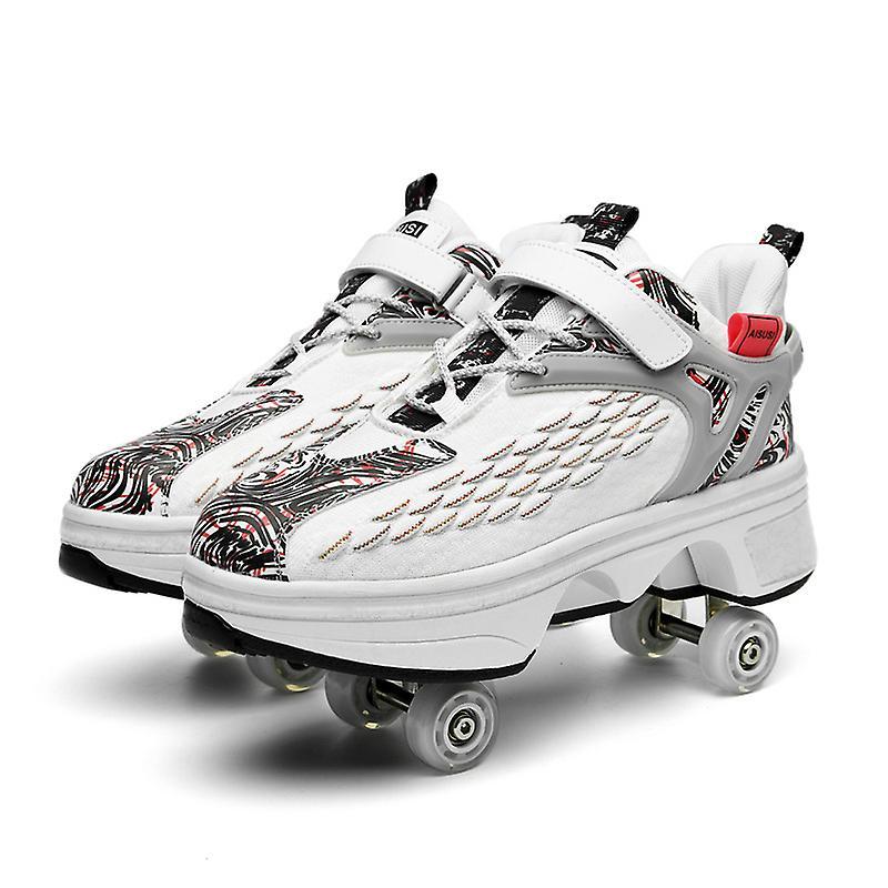 Yixin Tech Roller Skates Foldable Pulleys Can Be Folded Into Casual, Athletic Shoes, Men's Shoes Women's Shoes Gifts white 41