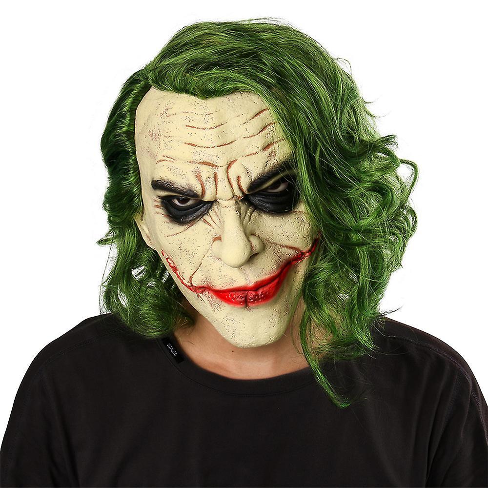 XYC Halloween Joker Mask, Cosplay Horror Clown Latex Mask, Whith Hair Wig, for Halloween Party Costume-Yellow