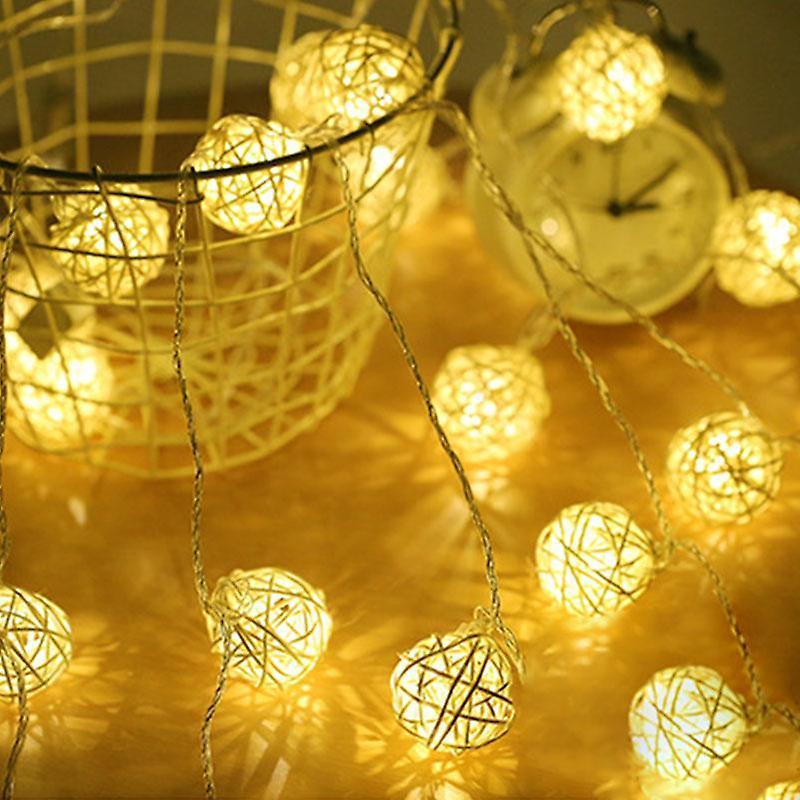 Slowmoose Led String Lights Rattan Ball For Garlands Holiday Party Decoration Warm White 5M(40 LEDs)