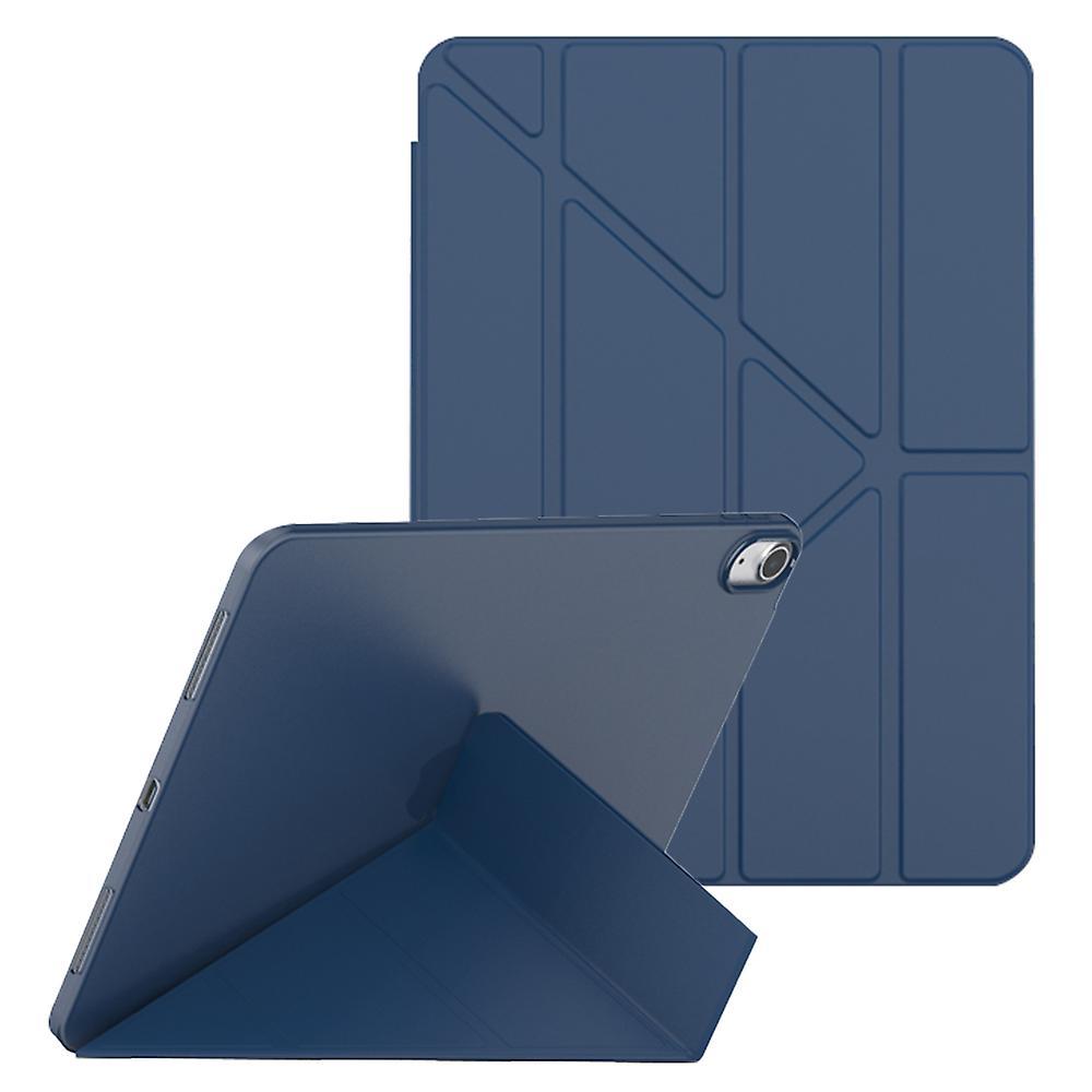 Unbrand For iPad 10.9 (2022) Origami Stand PU Leather + TPU Protective Case Tablet Drop-proof Cover Dark Blue