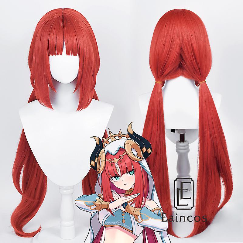 Bolongking Game Genshin Impact Sumeru Nilou Cosplay Wig  80cm Red Long Straight Wigs Heat Resistant Synthetic Hair Nilou wig One Size