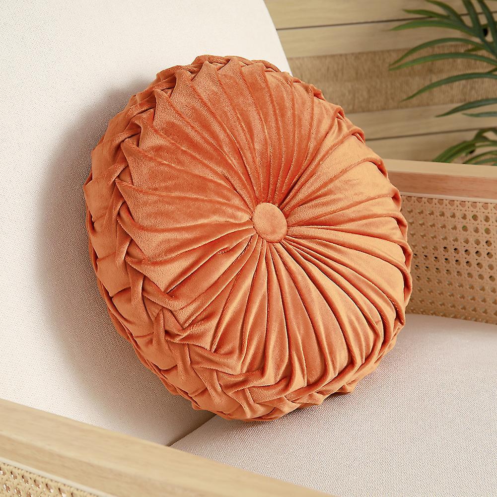 Living And Home Livingandhome Velvet Round Pumpkin Pillow Orange 35CM