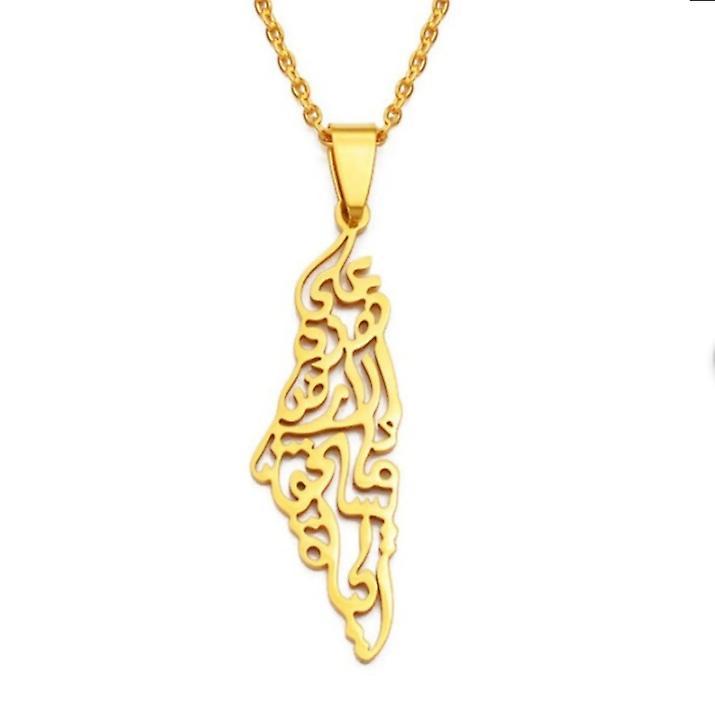 Hiprock Necklace - Palestine map (On this earth what is worth living) Gold