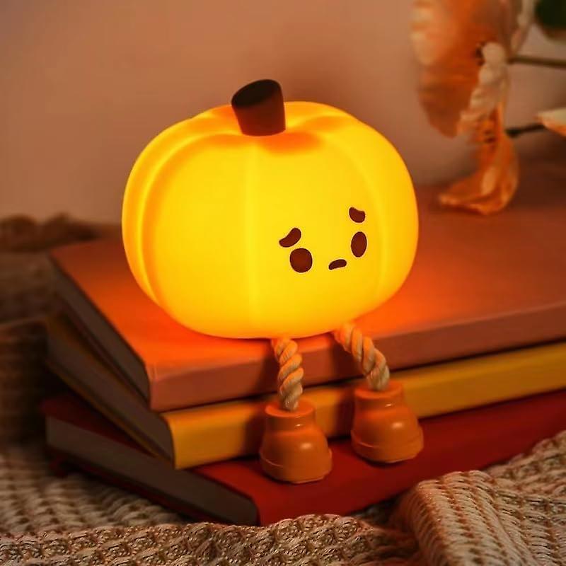 Heyone Pumpkin Night Light - Cute Led Pumpkin Lantern,children's Silicone Dimmable Toddler Night Light,rechargeable Bedside Faucet Light,desk Decor...