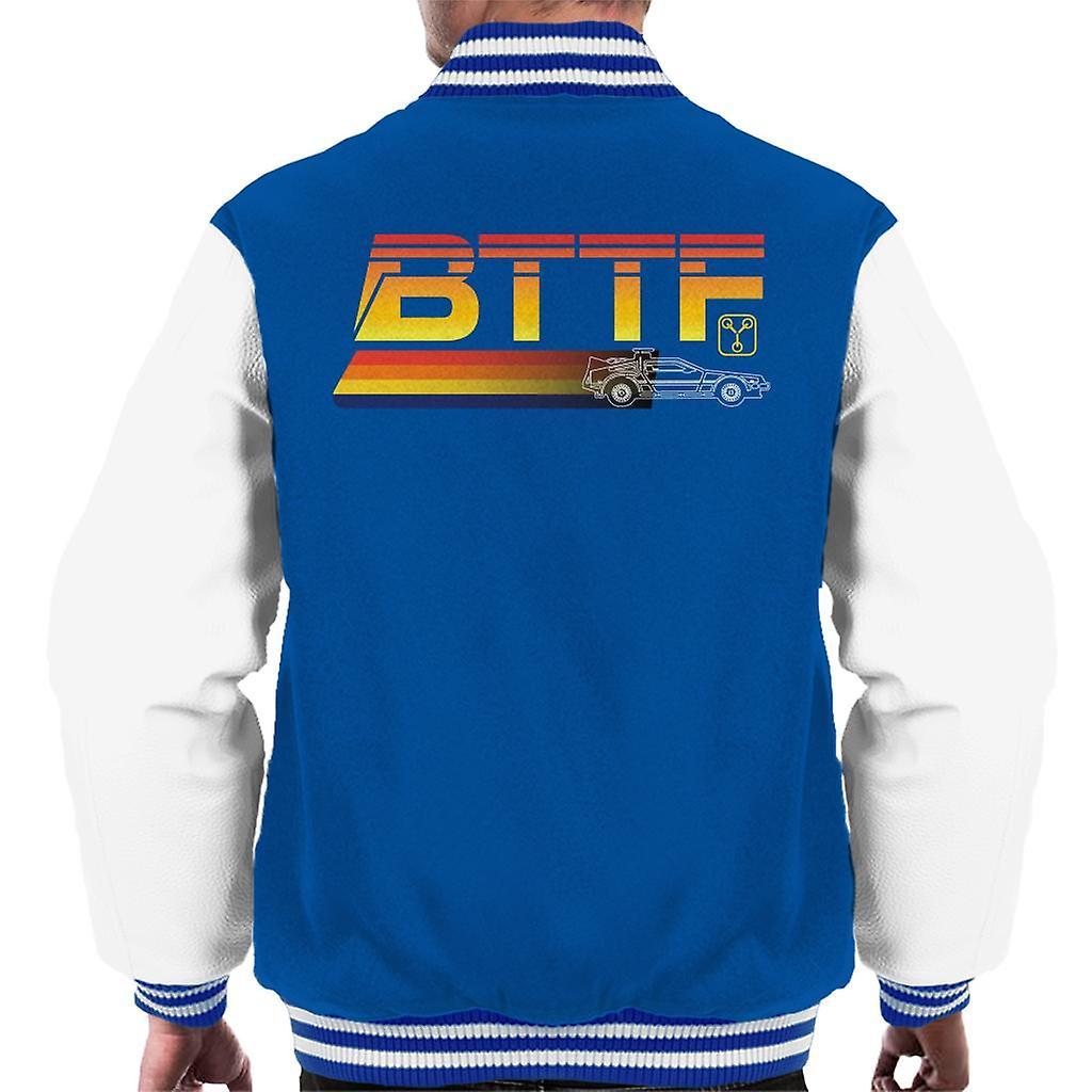 Back to the Future Delorean Zooming Men's Varsity Jacket Royal/White Small