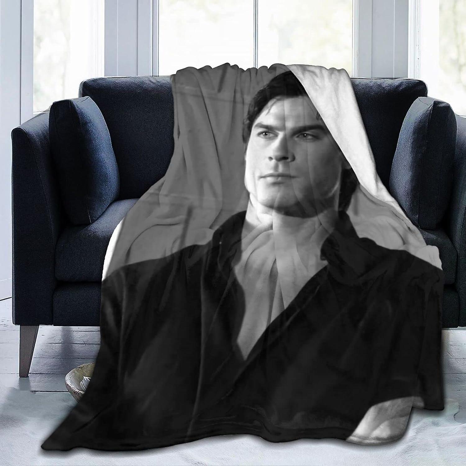 Kerota Ian Actor Somerhalder Fleece Blanket Damon Salvatore Throw Blanket Lightweight Super Soft Cozy Luxury Bed Blanket Microfiber ABD30337 50x40i...