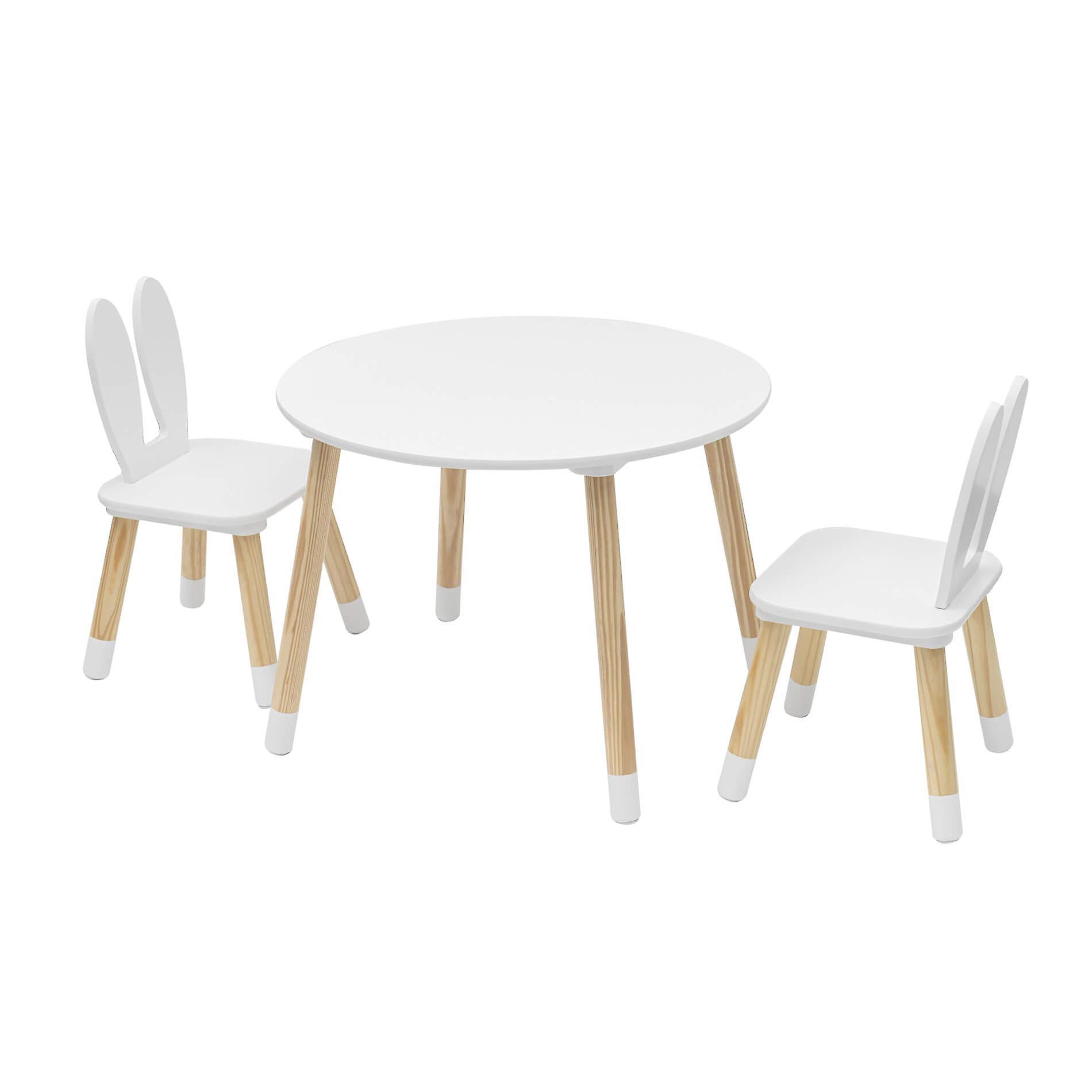 Mobili Rebecca Rebecca Mobili Children's Table Set with 2 Chairs Children's Coffee Table White Brown MDF for Children's Bedroom