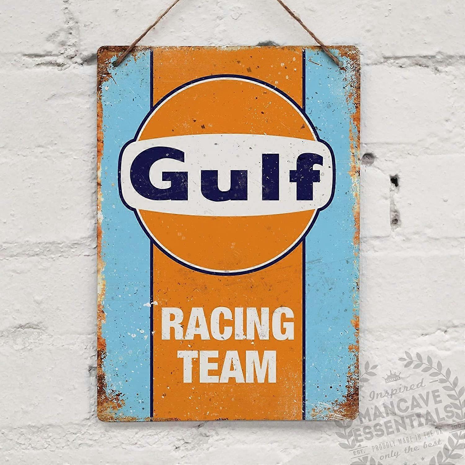 LINCMAN Gulf Racing Replica Vintage Retro Garage Shed Car Tin Sign Metal Sign TIN Sign 7.8X11.8 INCH