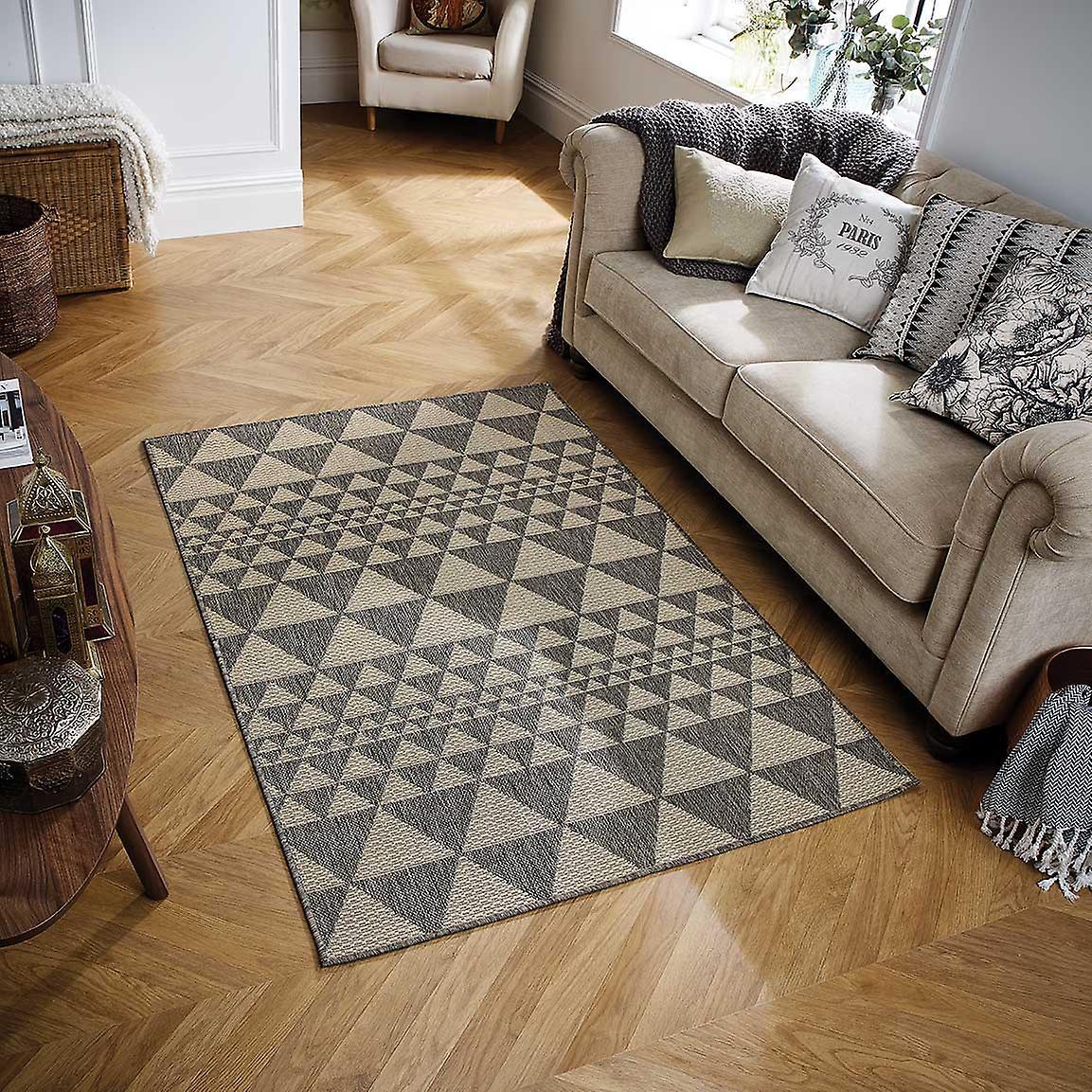 Rugs Direct Online Ltd Moda Flatweave Prism Grey  Rectangle Rugs Plain/Nearly Plain Rugs 60.00 x 110.00cm