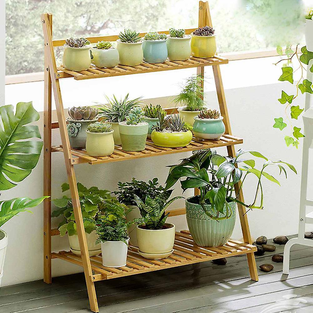 Living And Home Livingandhome 3 Tier Wood Folding Display Shelf Brown