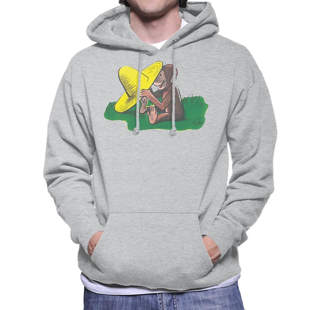 Curious George Yellow Hat Men's Hooded Sweatshirt Heather Grey XX-Large