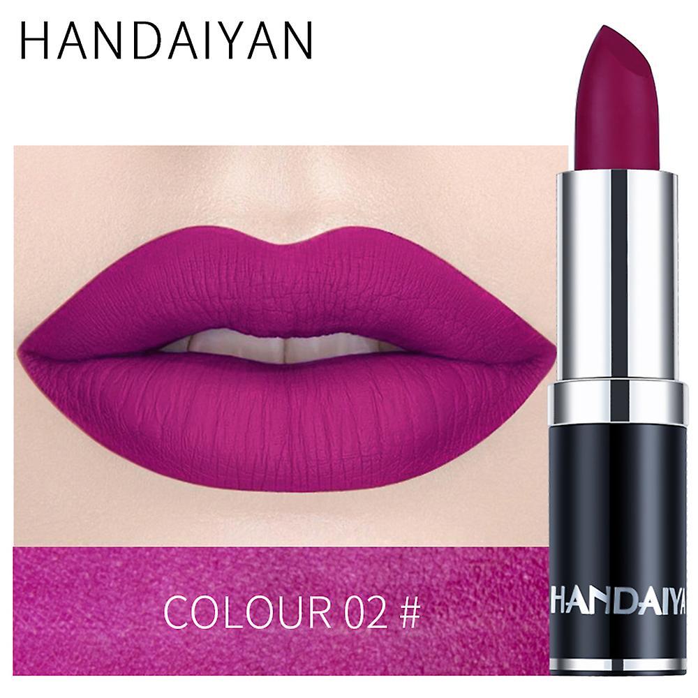 HANDAIYAN Professional Matte 12 Colors Makeup Lipstick Lips Waterproof Lipstick Long Lasting Pigment Velvet Matte Lipstick Lip Matte (2#)