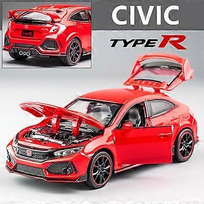 Toy Cars 1:32 HONDA CIVIC TYPE-R Alloy Car Model Diecasts  Toy Vehicles Metal Sports Car Model Sound and Light Collection Kids Toy Gift Red 1