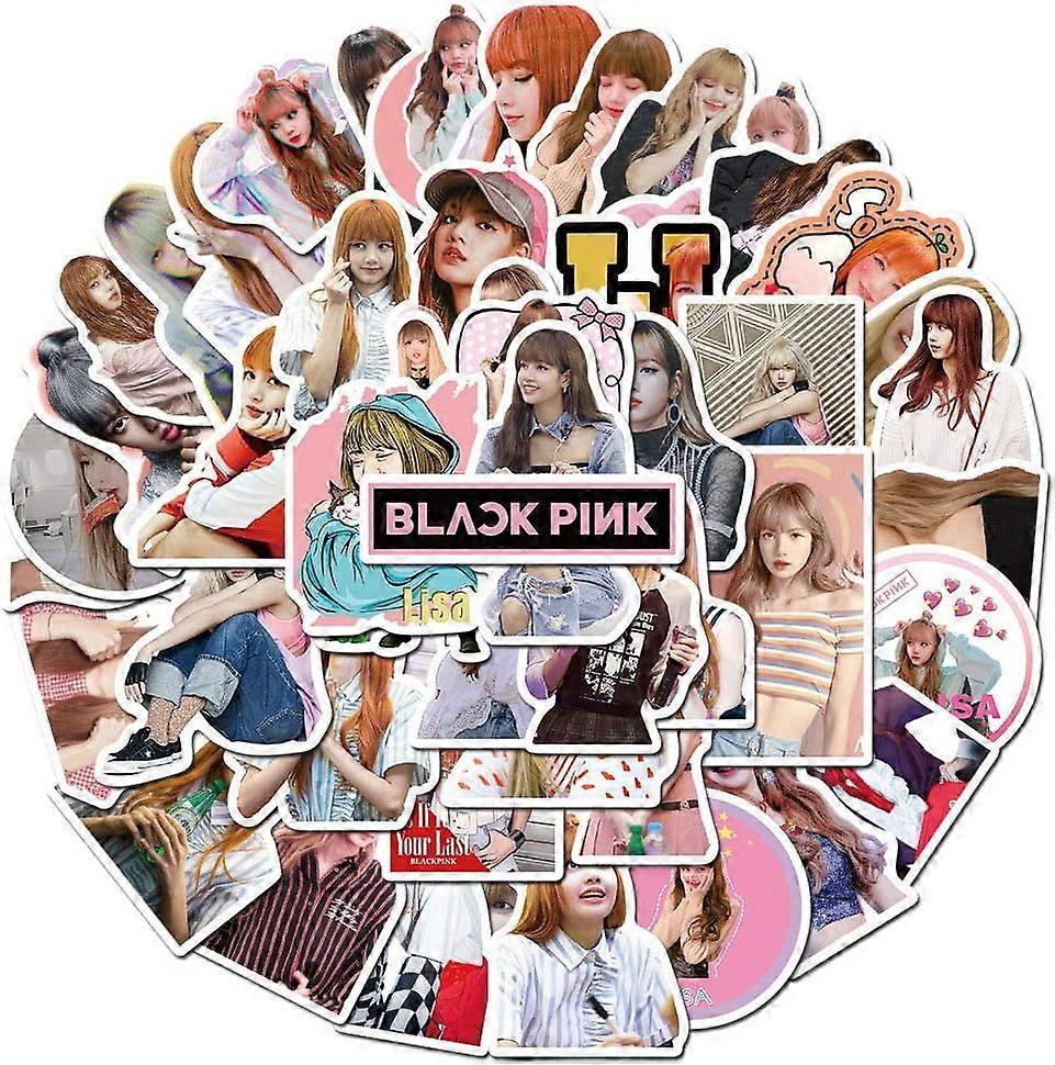 Ubiuo Kpop Black Pink Stickers for Laptop (50 PCS),Gift for Children Teens Adults Girl Boys,Waterproof Stickers for Water Bottle,Singer