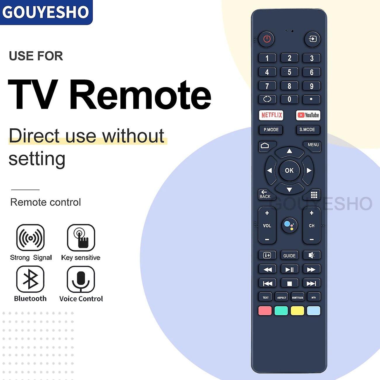 Scitoo Voice Remote Control for CONTINENTAL EDISON ceqled43sa21b7 Polaroid PL65UHDG PL55UHDG TCS65QLEDPR001, TVSAND654Kpro2 Android TV