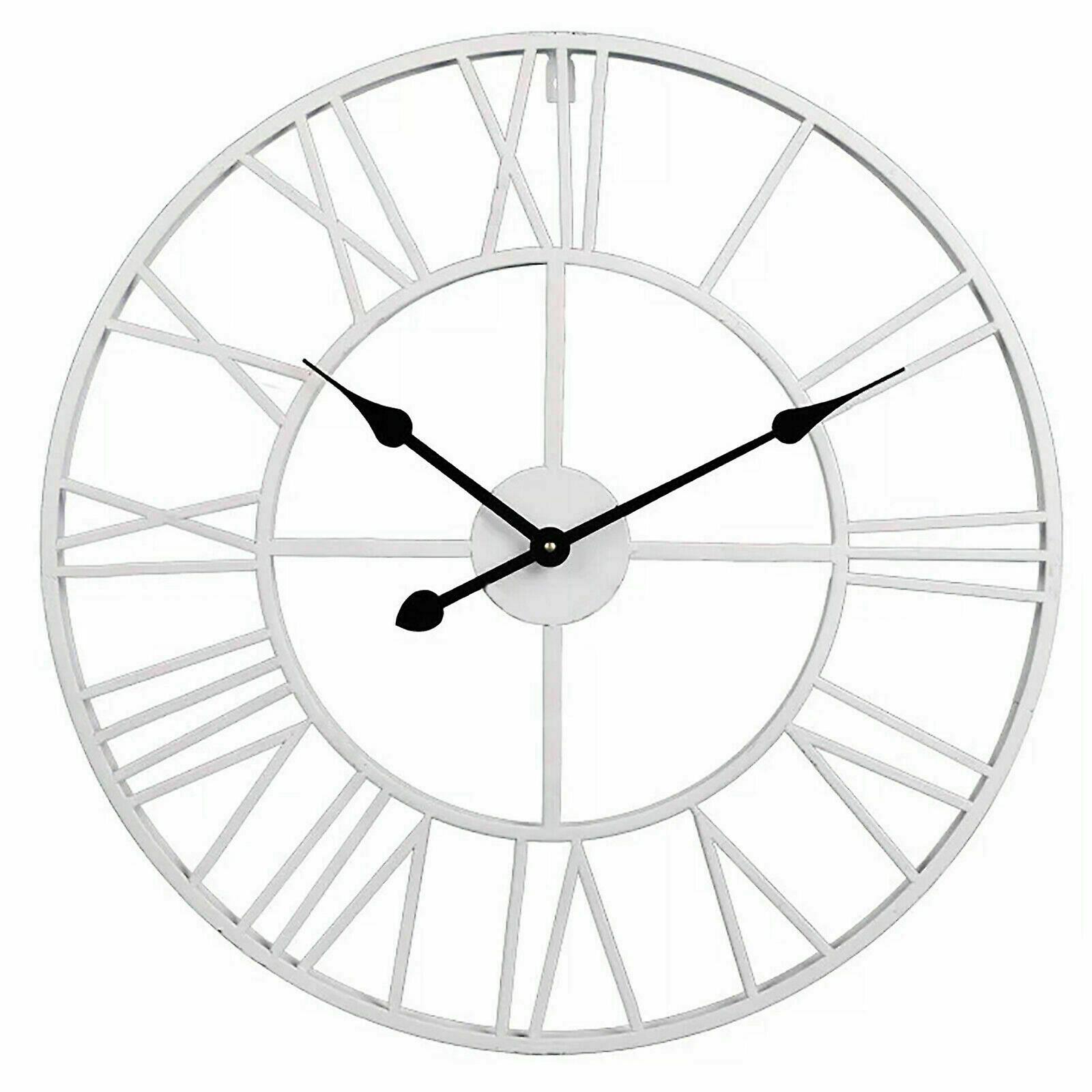 Living And Home 40CM Roman Numerals Metal Wall Clock White