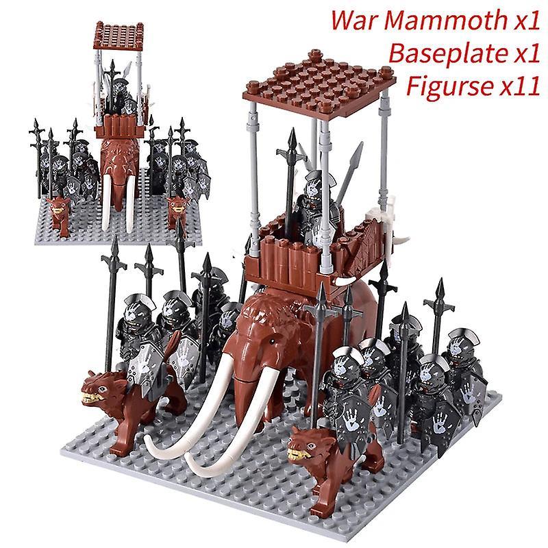 Moc medieval lotr figures orc soldiers raider vargr wolf elephant mount knights building blocks bricks toys for children gifts Set 26