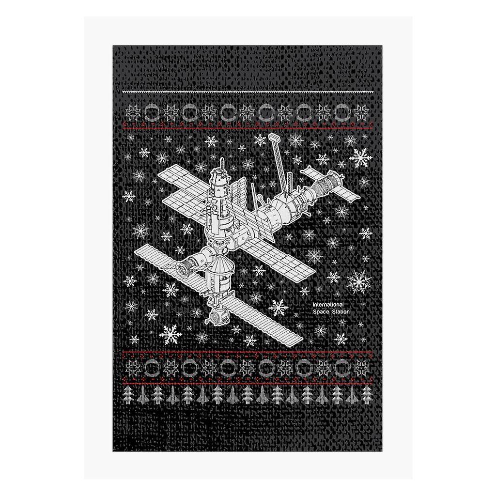 NASA International Space Station Christmas Knit A4 Print Black 21cm x 29.7cm