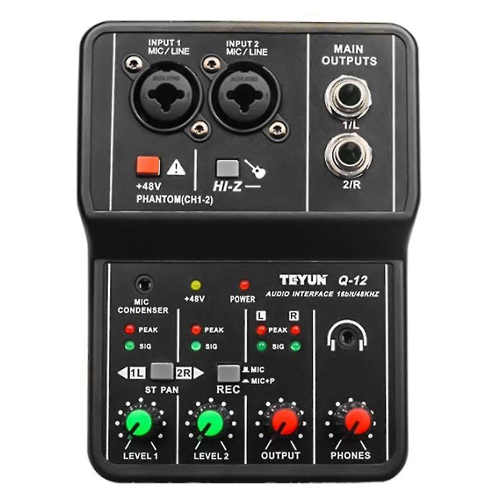 Guangzhou Yunlan Trading Co., Q-12 Sound Card Audio Mixer Sound Board Console Desk System Interface 4 Channel 48v Power Stereo C