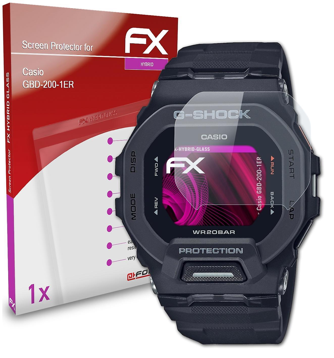 atFoliX armored film compatible with Casio GBD-200-1ER glass film 9H protective armor 03 FX HYBRID GLASS