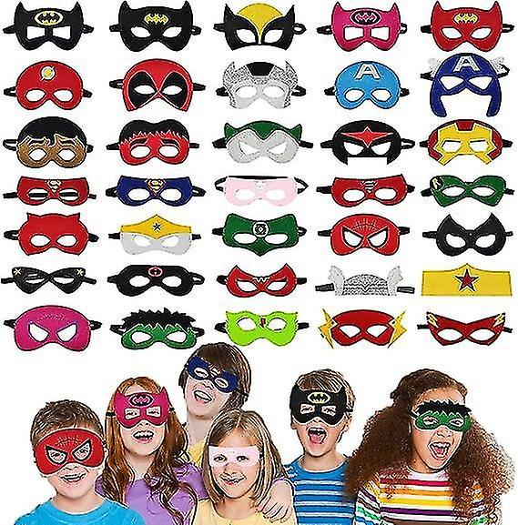 Heyone Superhero Masks For Kids Adults, 35pcs Cosplay Eye Masks Party Favors Supplies Birthday Decorations, Children Masquerade Avengers Super Hero...