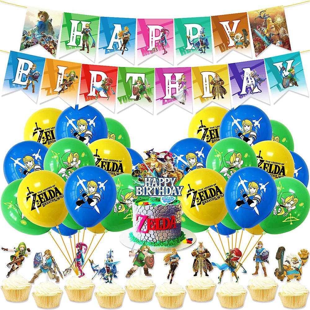 Sevenday The Legend Of Zelda Game Themed Birthday Party Decoration Supplies Include Balloons Kit Banner Cake Cupcake Toppers Set