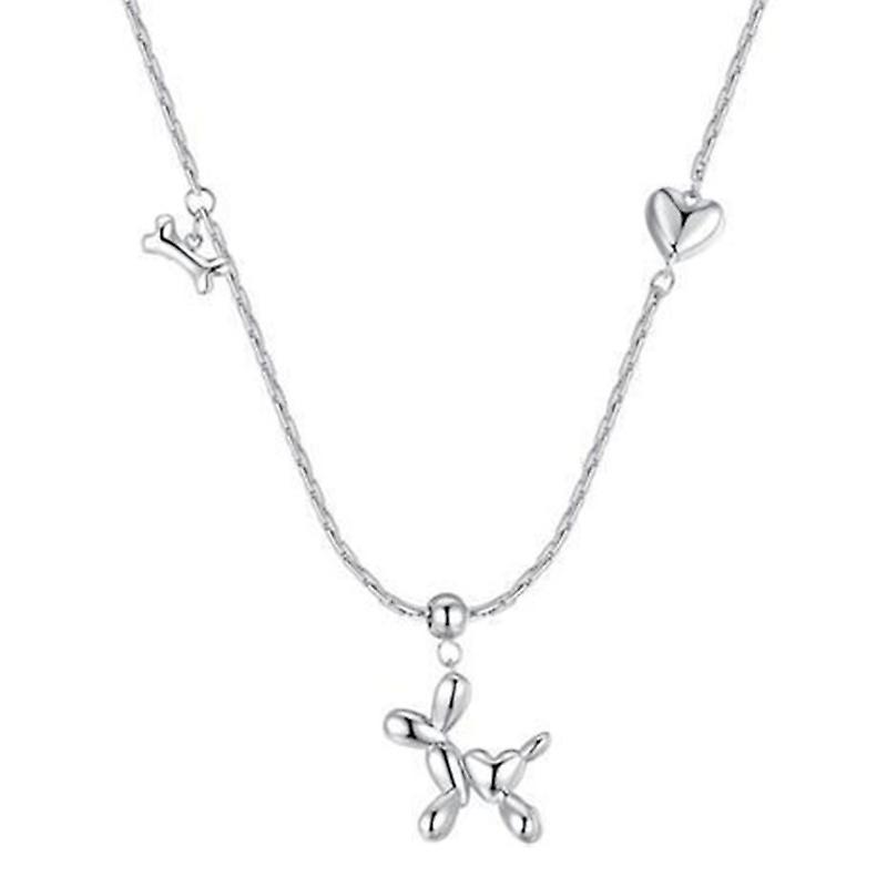 Unbrand Silver Animal Balloon Dog Pendant Choker Necklace For Lady Teens Balloon Dog