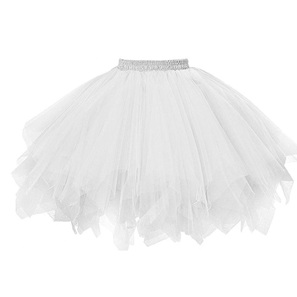 Kankanwo Womens High Quality Pleated Gauze Short Skirt Adult Tutu Dancing Skirt White M