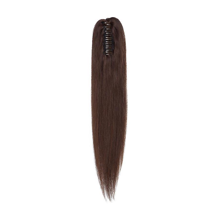 Sego Real Remy Human Hair Ponytail Extension Claw Clip In Hair Extensions Long Natural Straight Ponytail Hairpiece darkbrown 22inch