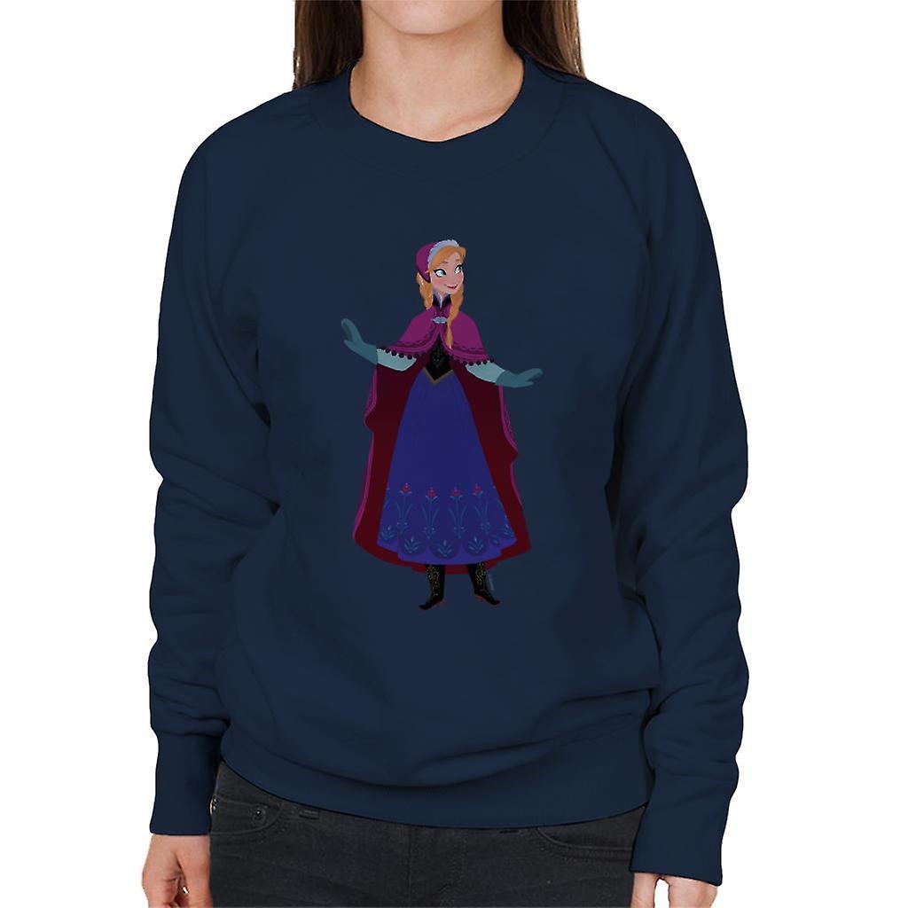 Disney Frozen Princess Anna Wearing Mittens Women's Sweatshirt Navy Blue XX-Large