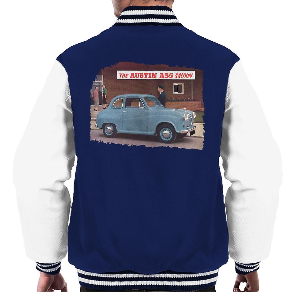 Austin A35 Saloon British Motor Heritage Men's Varsity Jacket Navy/White Large