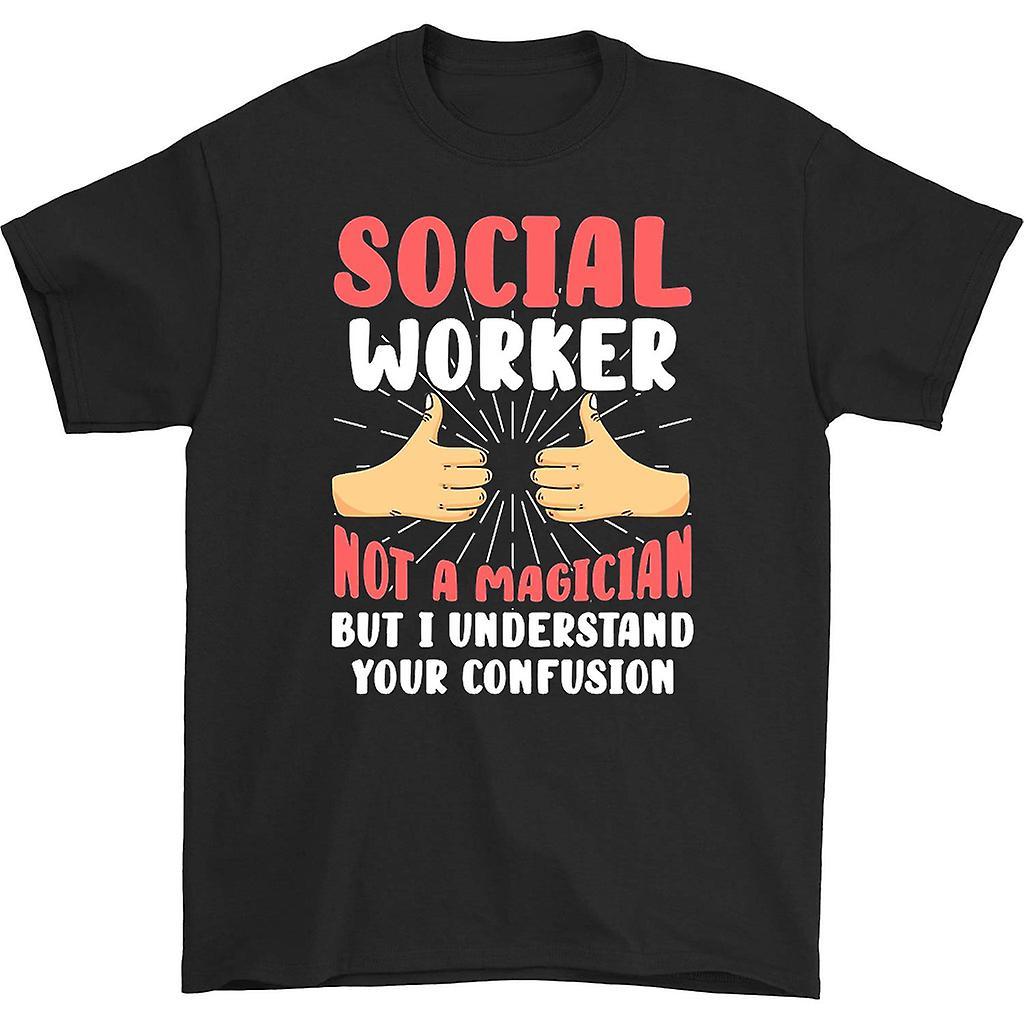 HISHARK Social worker not a magician t-shirt black M