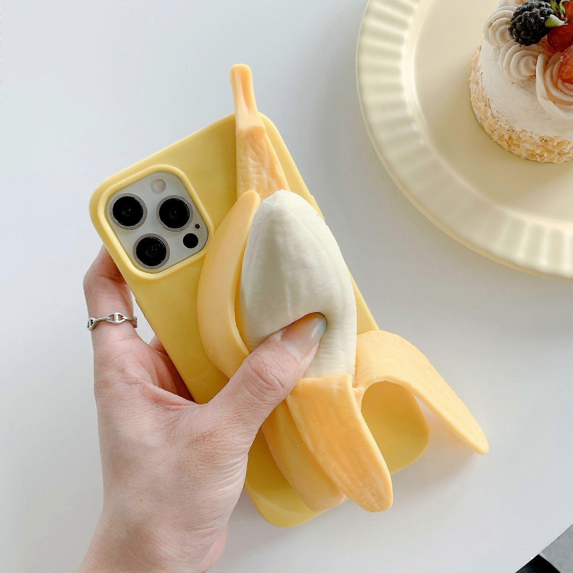 Shmshng Men Women Creative Funny Novelty Stylish Squeezable 3d Yellow Banana Toy Decoration Phone Case IPHONE 13 PRO