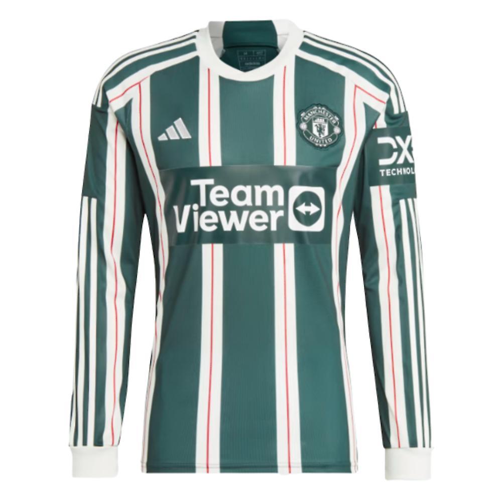 Adidas 2023-2024 Man Utd Long Sleeve Away Shirt Green Medium 38-40 inch Chest