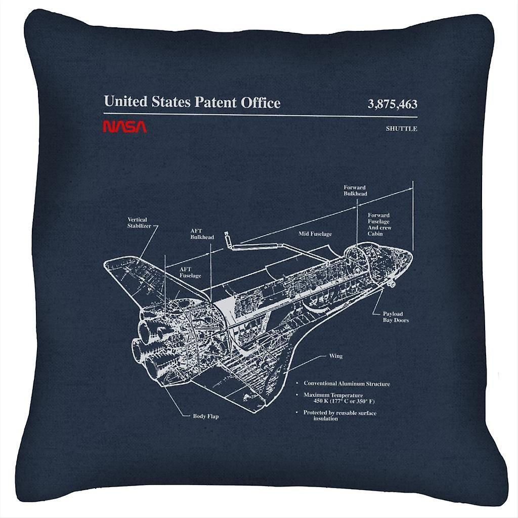 NASA Shuttle Structure Blueprint Cushion Navy Blue 40 x 40cm