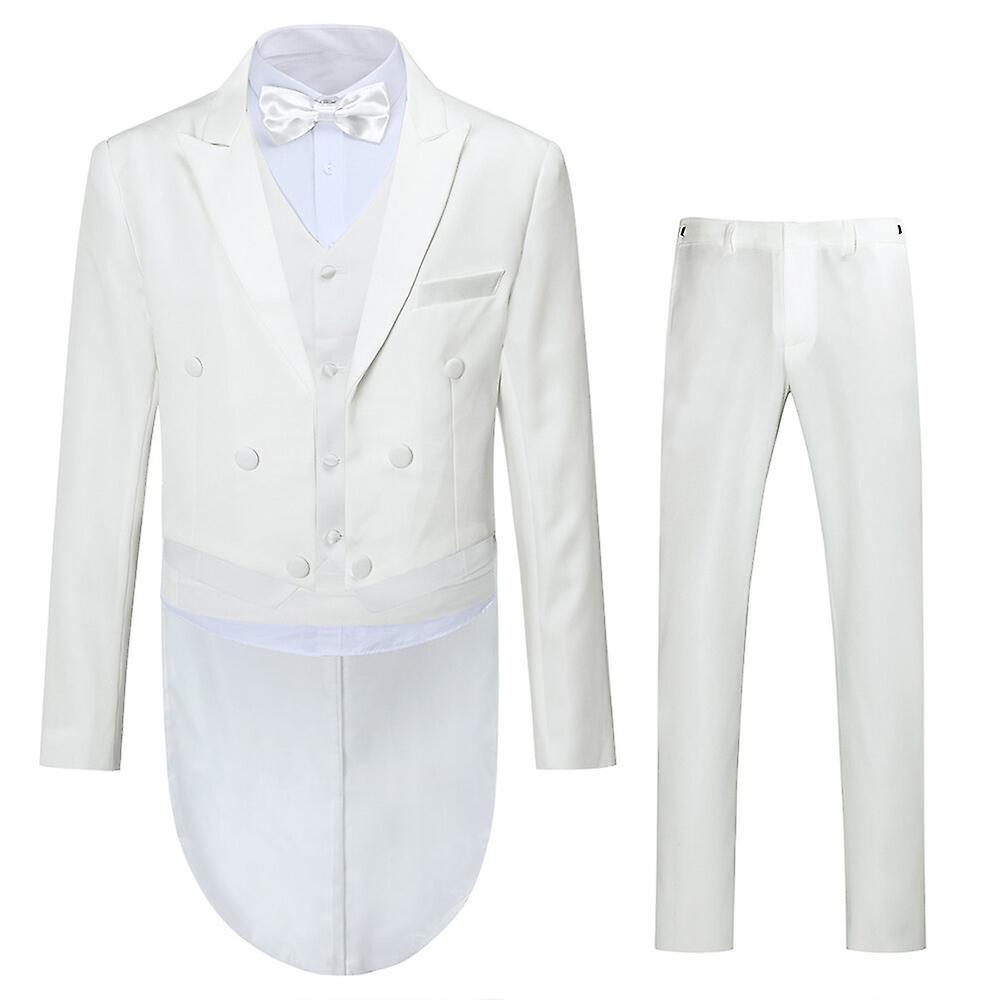 Allthemen Mens 3-Piece Solid Wedding Banquet Slim Fit Tuxedo Suit White M