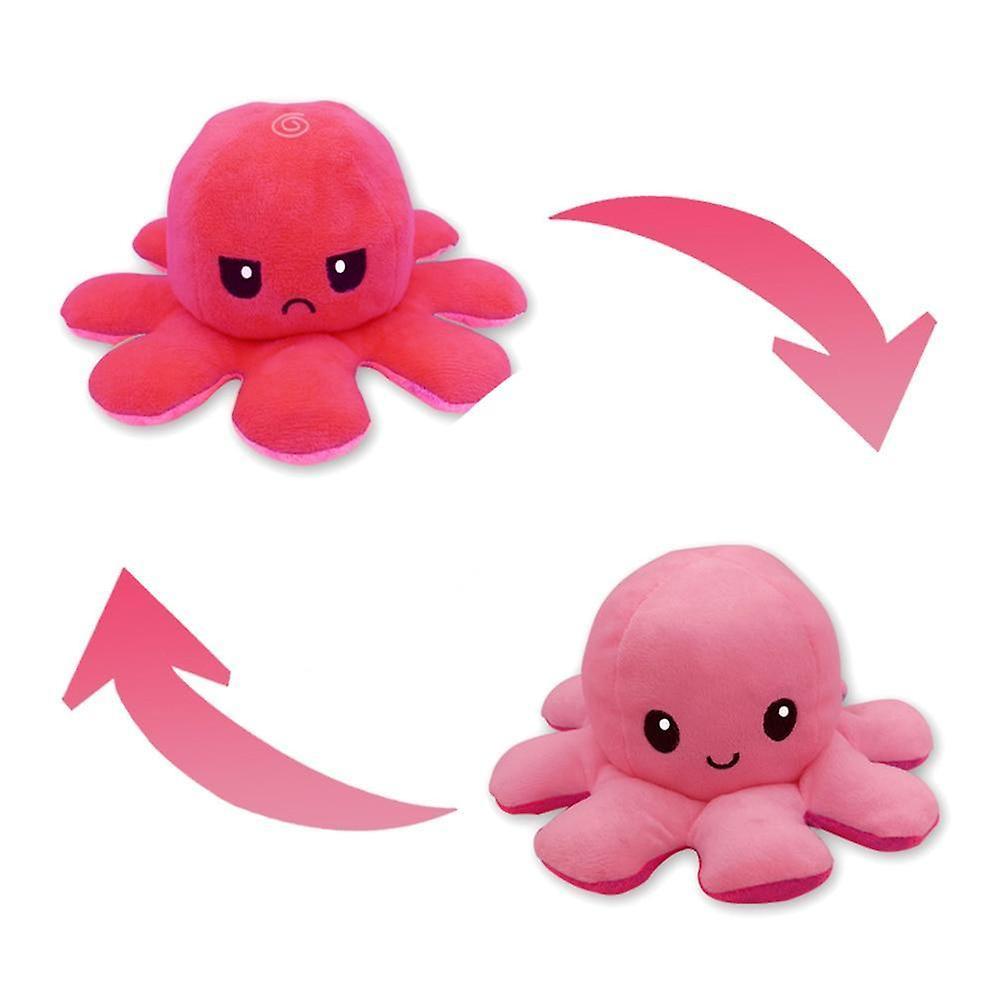 Slowmoose Octopus Design, Reversible Plush And Stuffed Doll Toy Light Pink + Rose Red