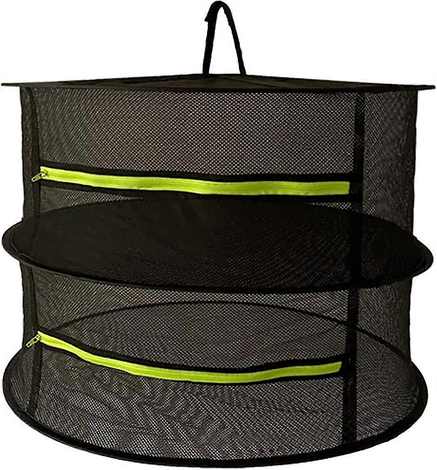 Ribn Drying Net With Zipper 2 Layers Foldable Black For Drying Vegetables, Meat, Herbs, Fish, Etc