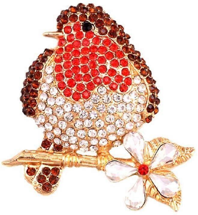 Tinor Bird Brooch Crystal Robin Brooch Animal Bird Brooches Robin Redbreast Bird Brooch Lapel Pins Jewelry Gifts for Ladies Women Girls