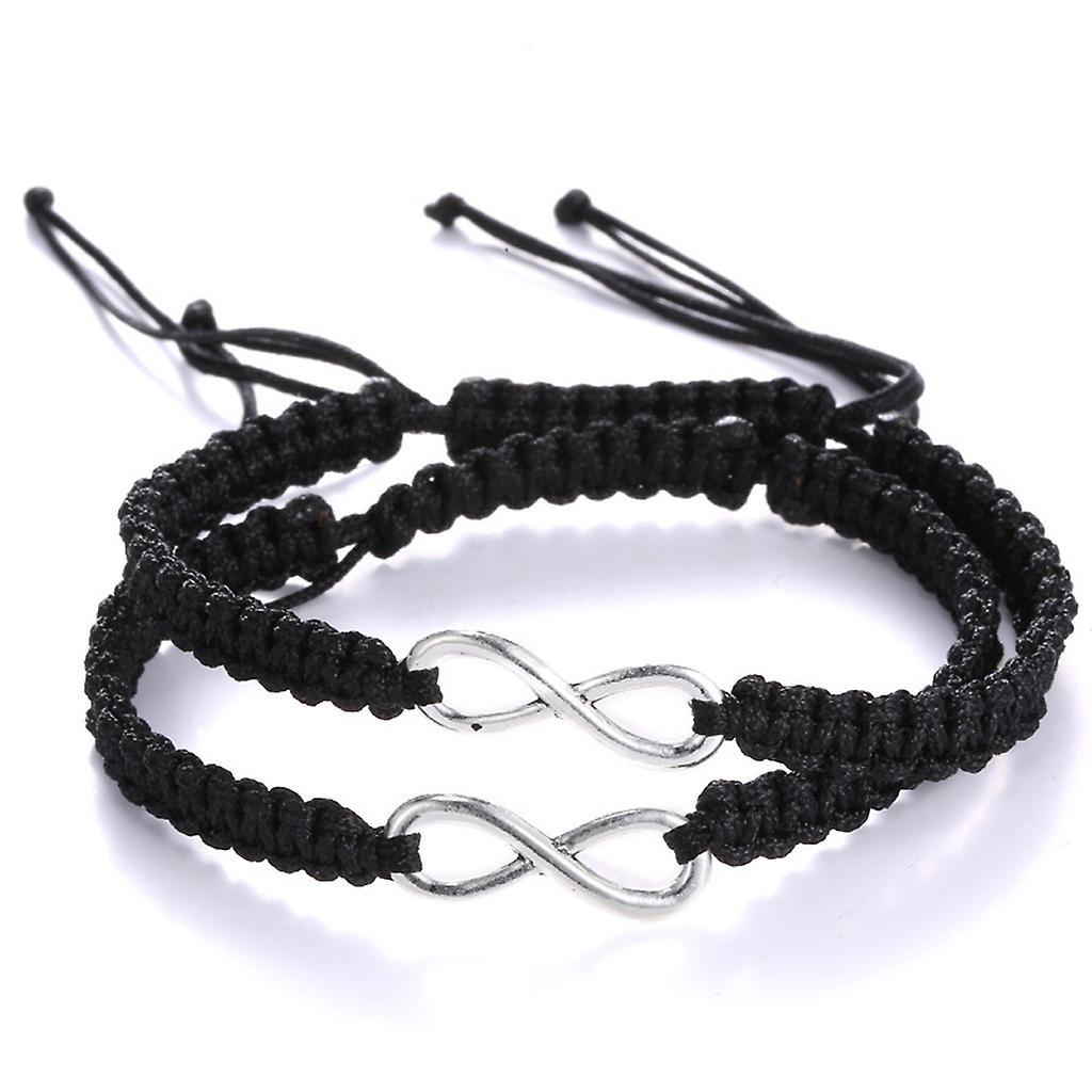 unbrand 2Pcs  for Infinity Love Figure 8  Friendship Bracelet for Infinity Love Braided Black