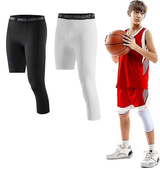 Zhuopai Basketball Tights 3/4 Compression Pants for Men White right long M