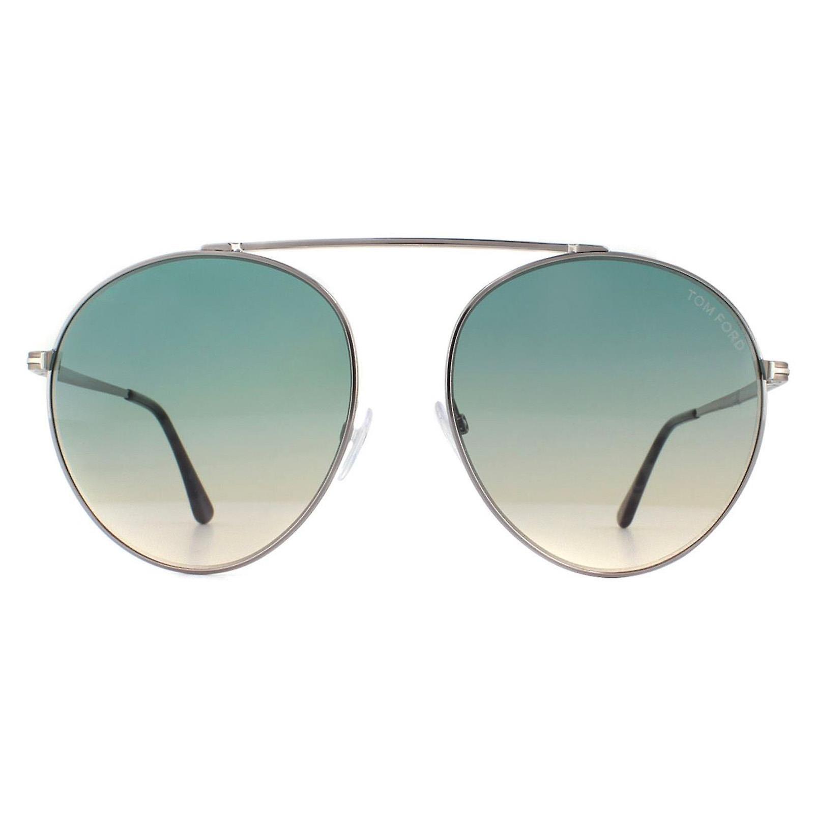 Aviator Silver Green Yellow Gradient Sunglasses