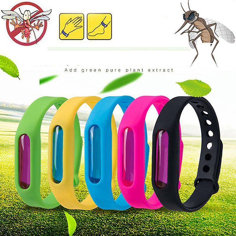 Uclac 5pcs Anti Mosquito Insect & Bug Repellent Bracelet Bands Silicone Wristband Random color