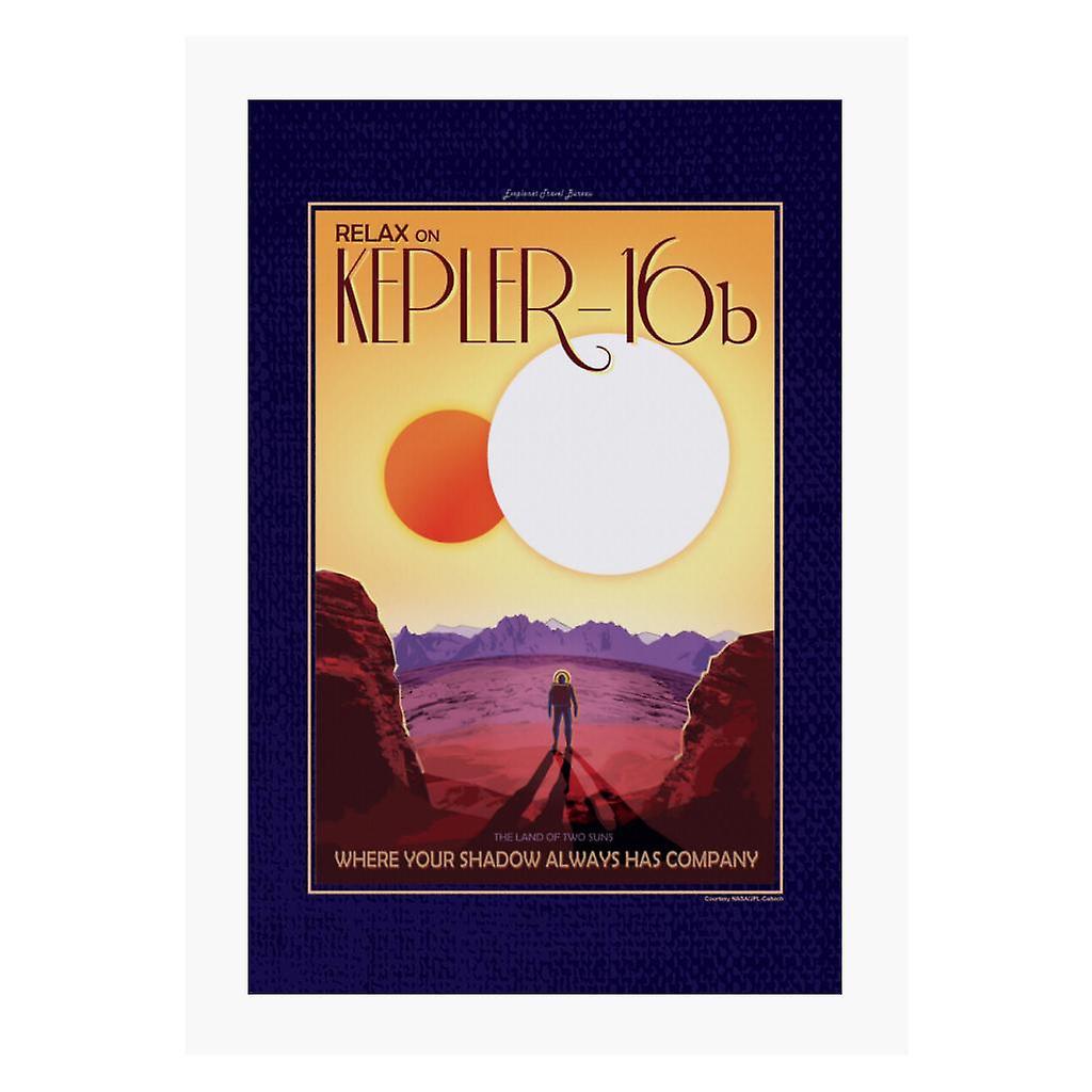 NASA Kelper 16b Interplanetary Travel Poster A4 Print Navy Blue 21cm x 29.7cm