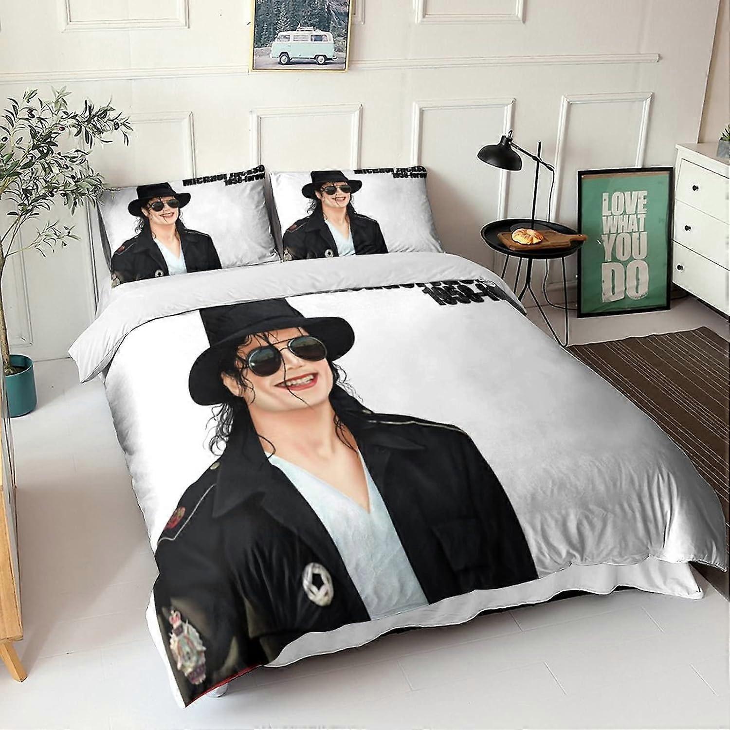 Kerota Michael Jackson - Pieces Bedding Set - Duvet Cover with Musician Dancer Theme in D Print - Comfortable and Soft Double200x200cm