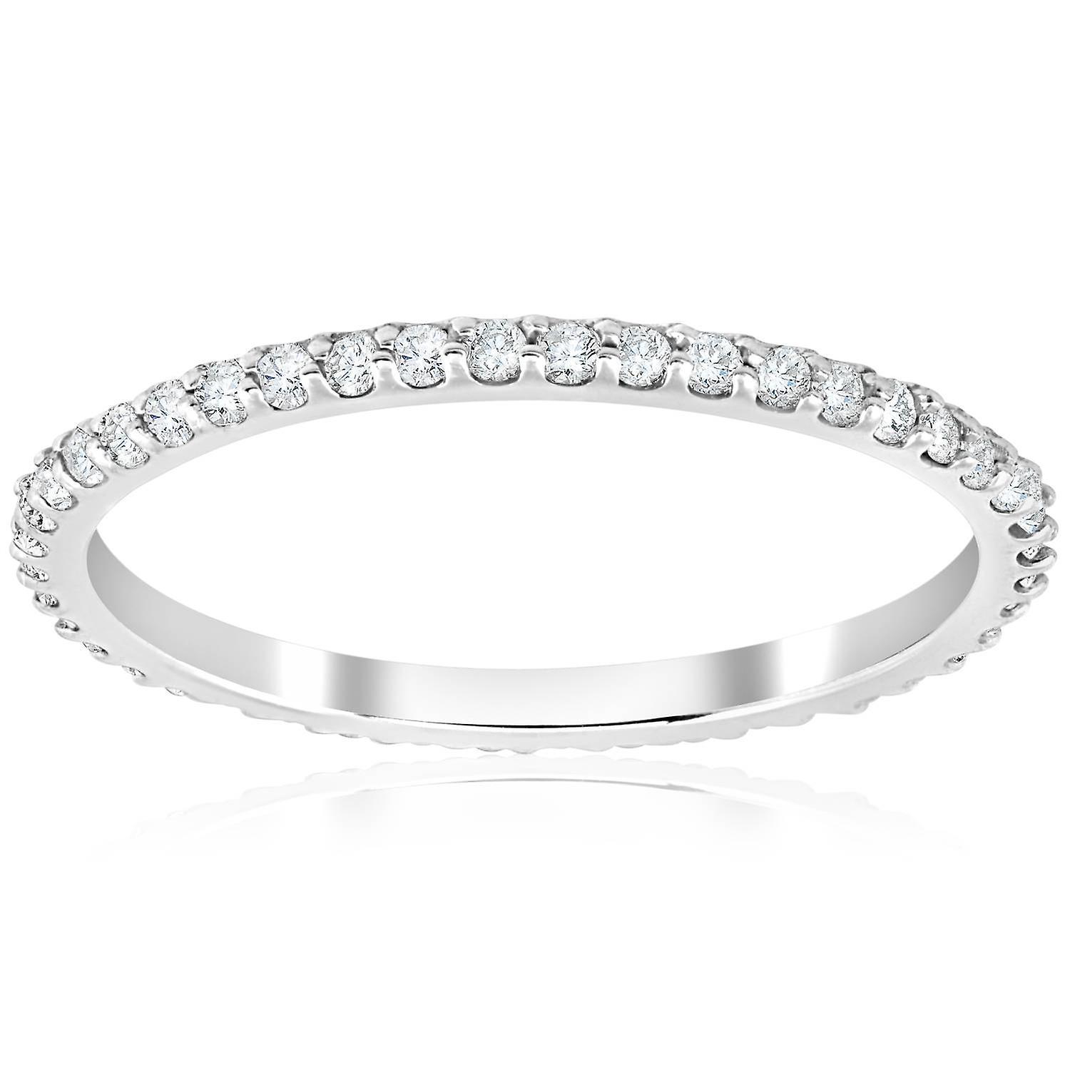 Pompeii3 3/8ct Diamond Eternity Ring 14k White Gold Womens Stackable Wedding Band 6