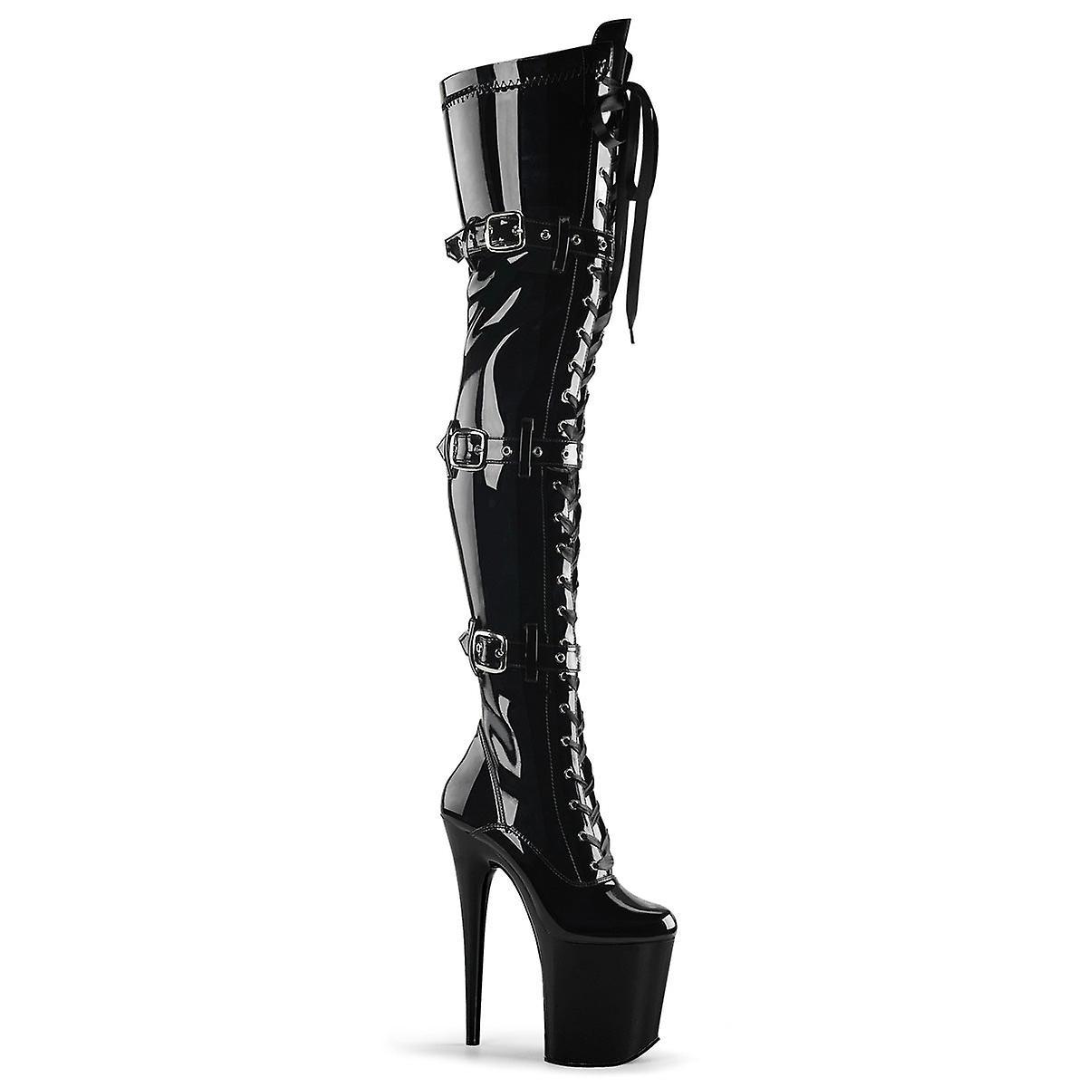 Pleaser womens boots flamingo-3028 blk str pat/blk Uk 3/eu 36/us 6