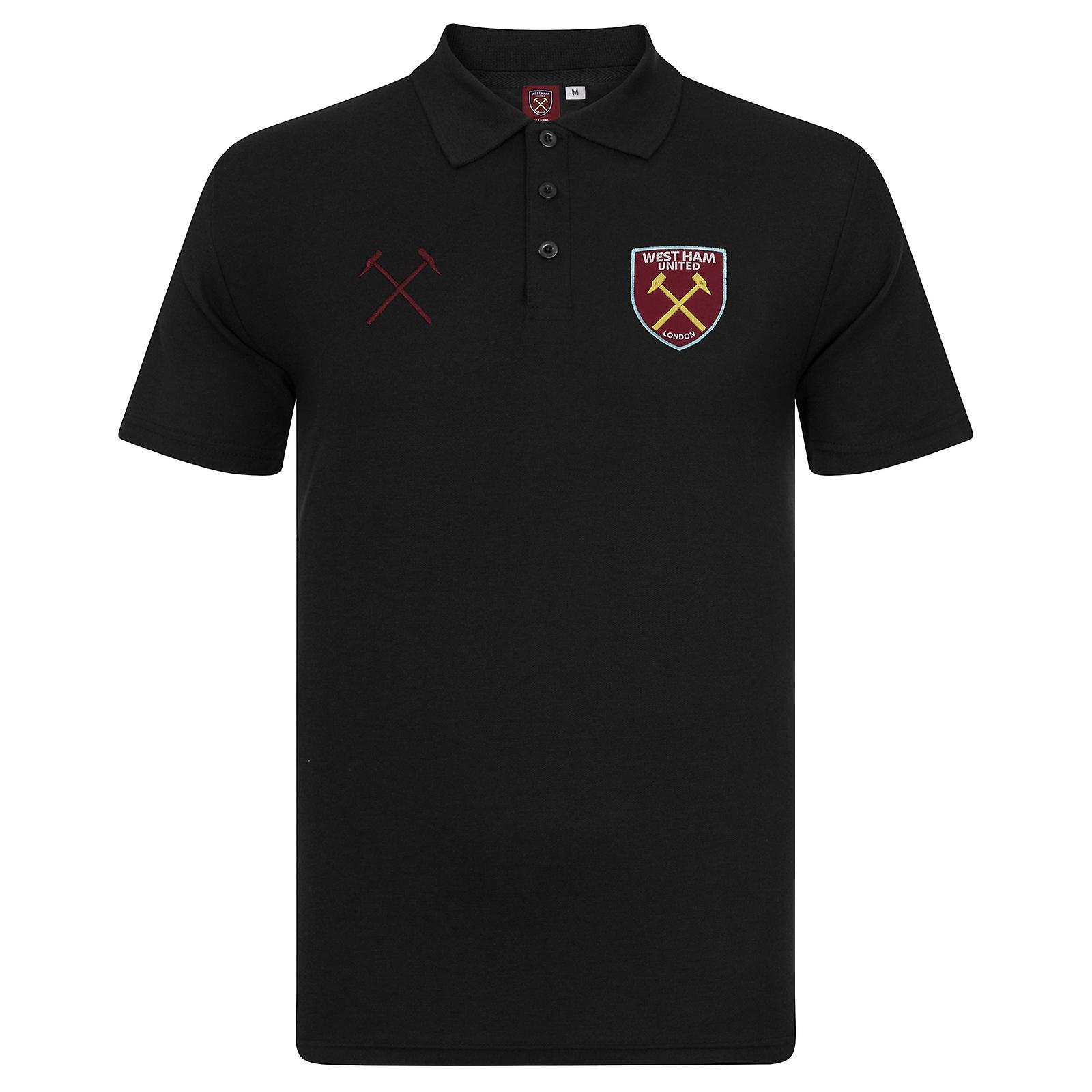 West Ham United FC West Ham United Mens Polo Shirt Crest OFFICIAL Football Gift Black XL